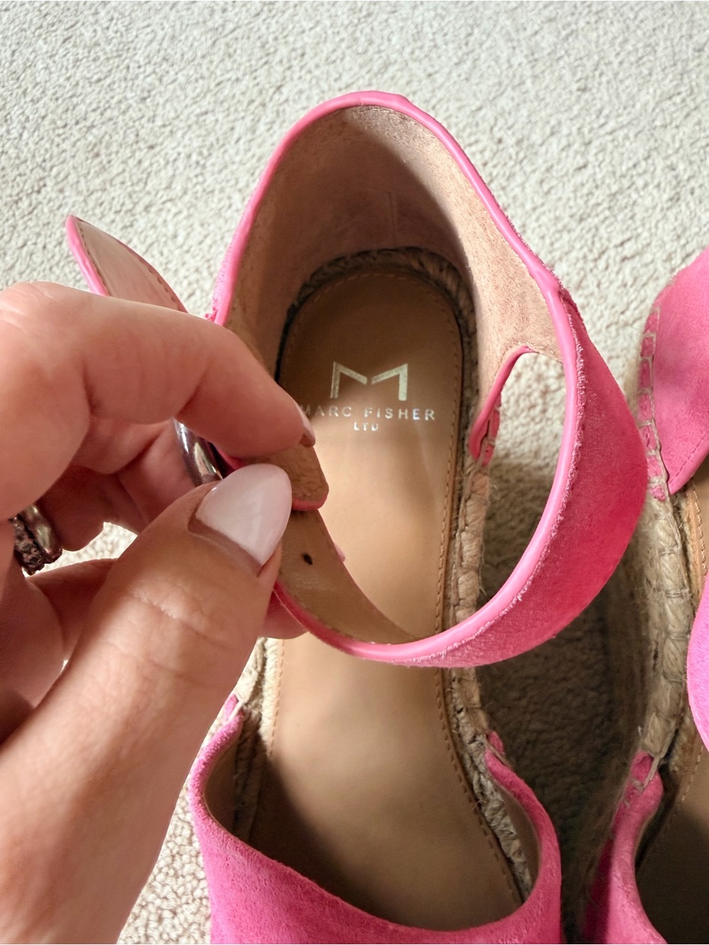 Marc Fisher LTD Womens Platform Espadrille Wedge Sandals Pink Suede Size 7 - Picture 3 of 4